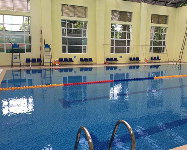 Bể bơi trong nhà bệnh viện 108 do Công ty CP Thiết Bị Lọc Nước An Thái thiết kế thi công